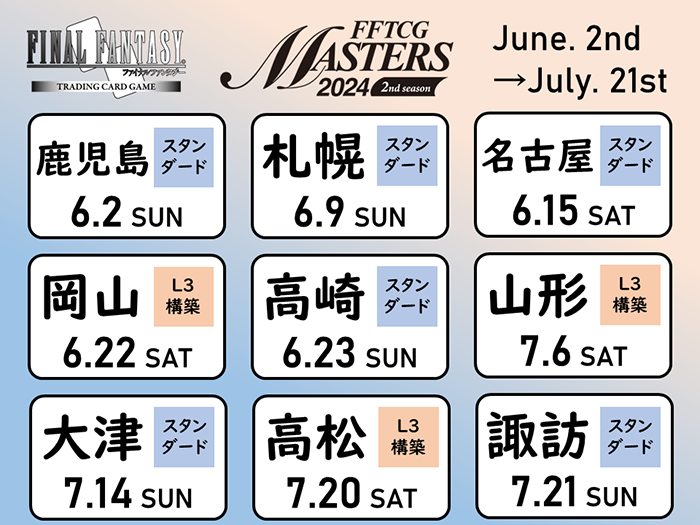 MASTERS 2024 2nd season スケジュール